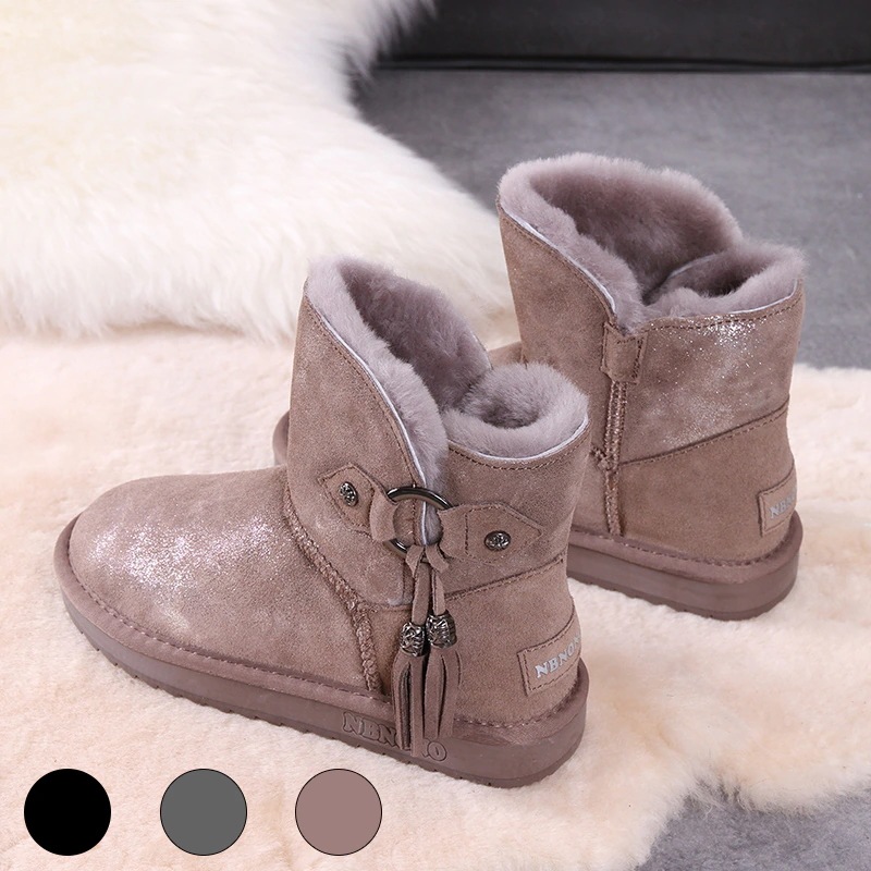 VMT64 韓国 ブーツ 牛革+ウール スノーブーツ ショートブーツ 長靴 ムートンブーツ 厚くて暖かい 本革 裏起毛 ブーツ レディース 冬のブーツ 靴 厚底ブーツ 冬 韓国ファッション シューズ