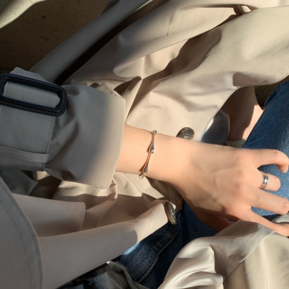 925シルバー 水玉 シェイプ モダンバングルブレスレット