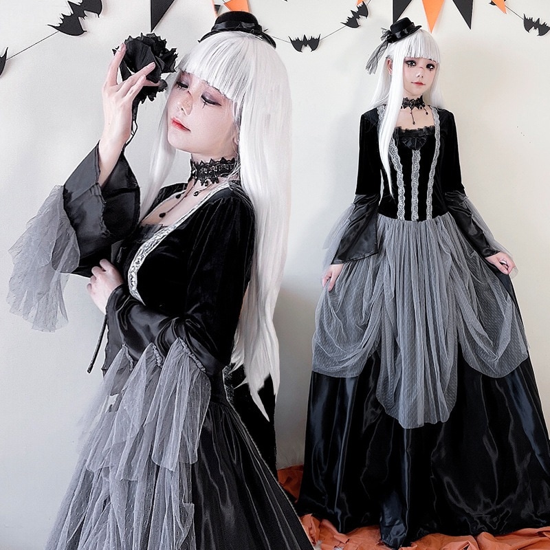 ハロウィンコスチューム大人女性ゾンビゴースト花嫁ロングドレス吸血鬼悪魔天使魔女女王宮殿スタイル