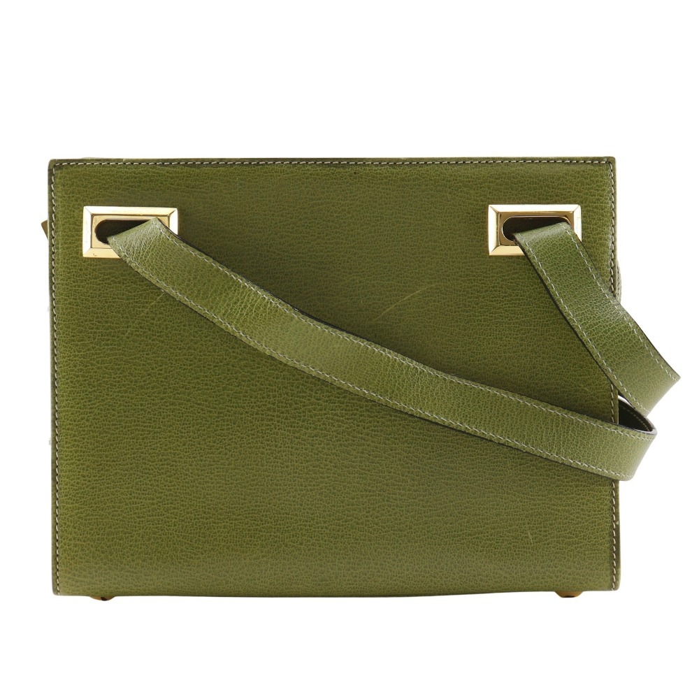 Salvatore Ferragamo サルヴァトーレフェラガモ ロングショルダー E21.2709 ショルダーバッグ レザー 緑 レディース 中古品