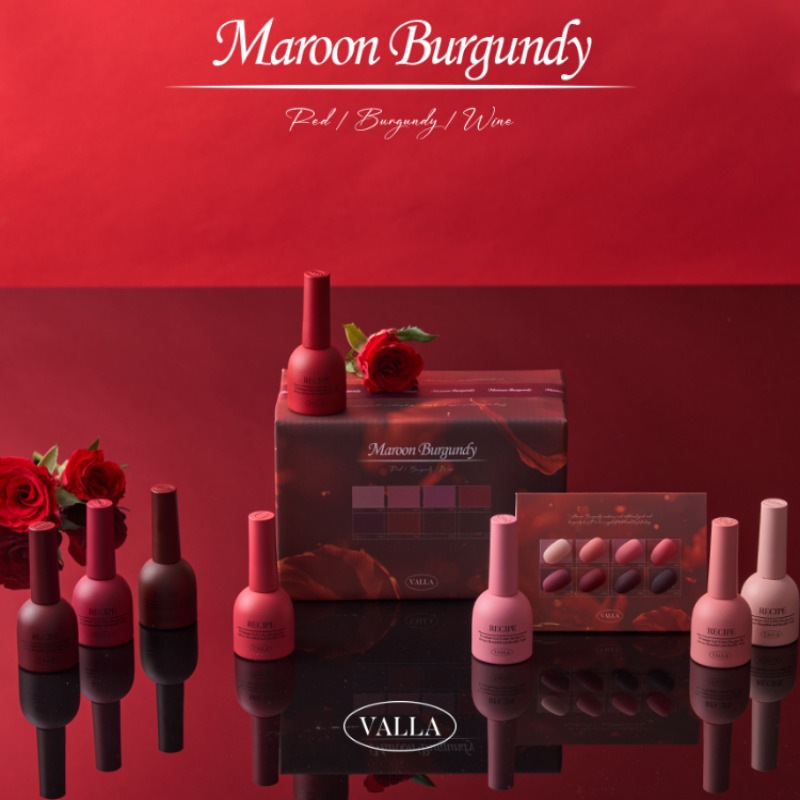VALLA / Maroon Burgundy 8 Set / Nail gel