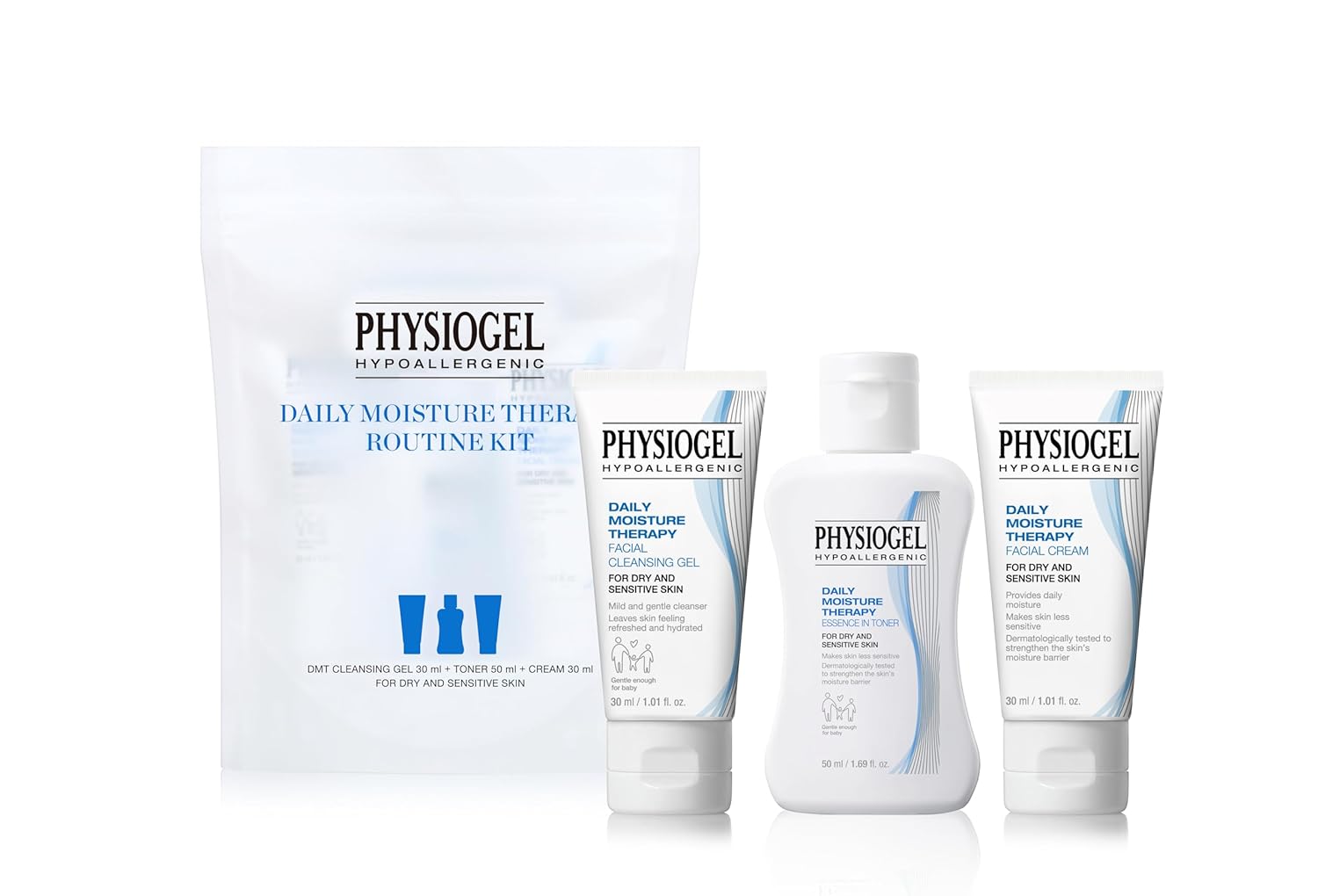 Physiogel フェイシャルモイスチャライジング&クレンジングトラベルキット 72時間のリッチモイスチャライザーPHバランスハイドレーティング&ビーガンの優しい洗顔料 低刺激強化肌