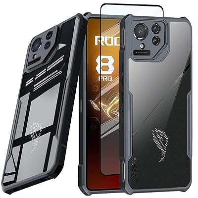 Guizzcg ASUS ROG Phone 8 / 8 Pro 用ケース 超薄型 軽量カバー ソフトTPUバンパー + アクリル クリアバック ミリタリーグレード エアバッグ 耐震 落下保護 [1ガ