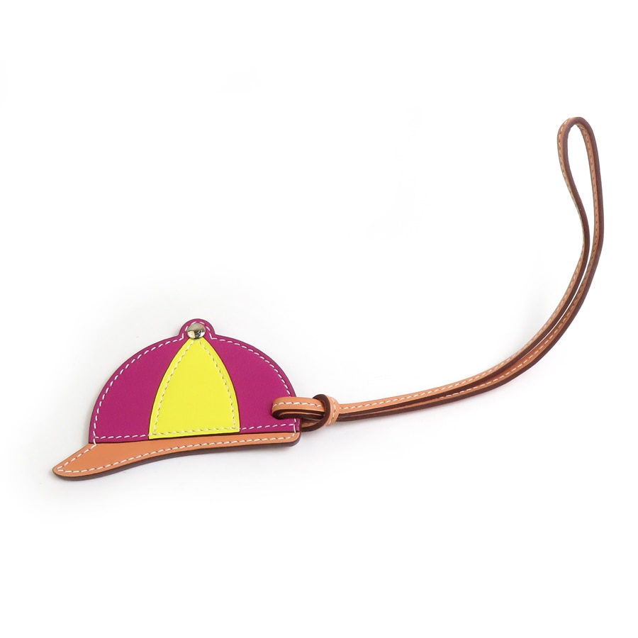 エルメス HERMES チャーム レザー パープル/イエロー/ライトブラウン シルバー レディース e59659f