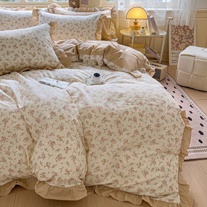 布団カバー春夏 シングル 4点セット フリル付き 花柄 可愛い布団カバー 暖かセミダブル 掛け布団カバー あったか 布団カバー 掛けカバー 掛けふとんカバー 掛カバー 掛布団カバー 毛布カバー シーツ