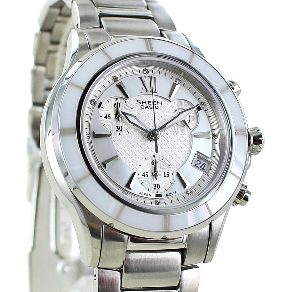 カシオ シーン 腕時計 手表 レディース 大人 女性 おしゃれ ステンレス ブレスレット シンプル カレンダー 表示 彼女 妻 母 プレゼント SHEEN 時計 ポイント消化