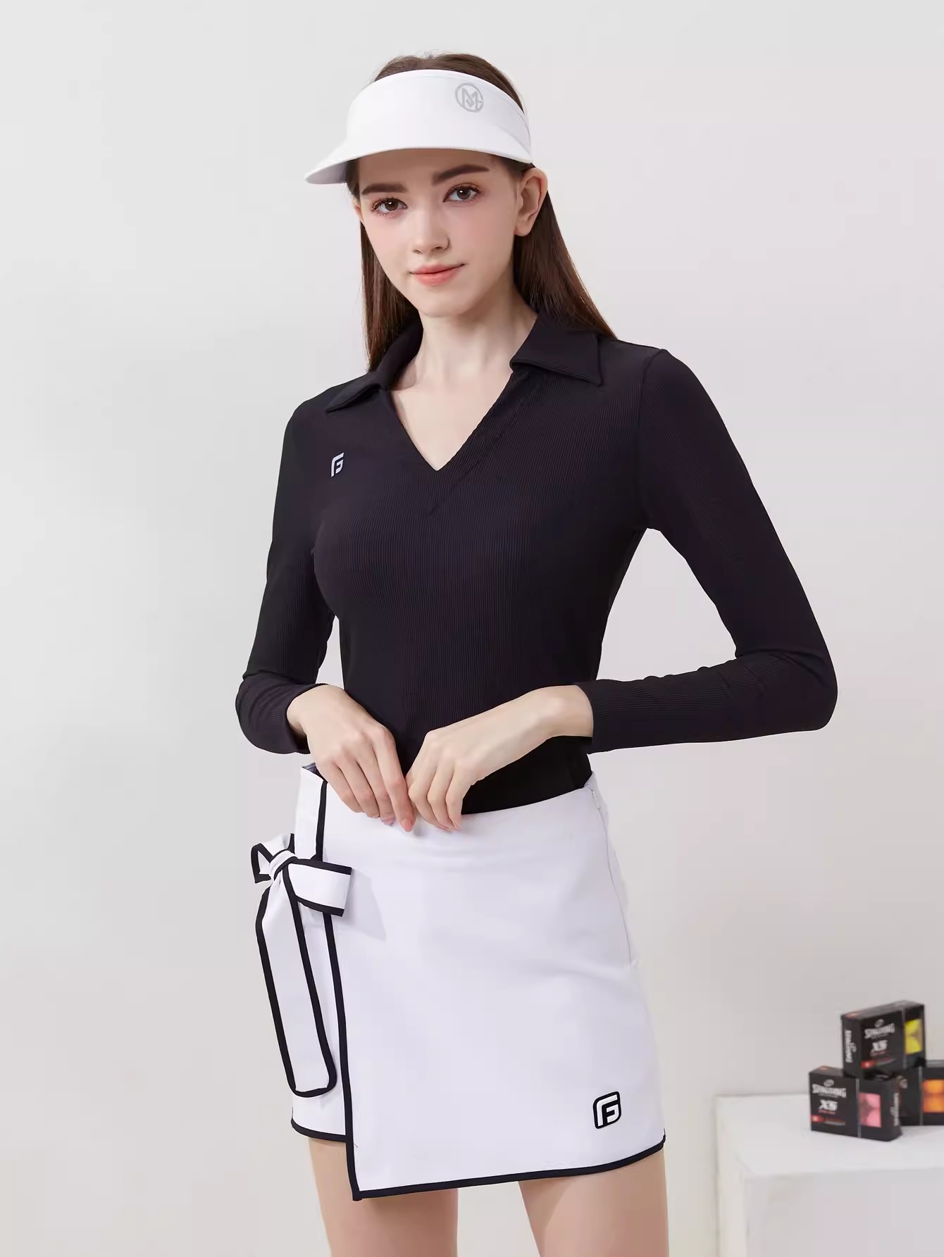 ゴルフウェア レディース スポーツウェア 長袖 POLOシャツ Tシャツ スカート 上下セット 白黒 ピンク ゴルフスカート プリーツスカ 春夏 秋冬 速乾 女性 テニスウェア 韓国風 おしゃれ