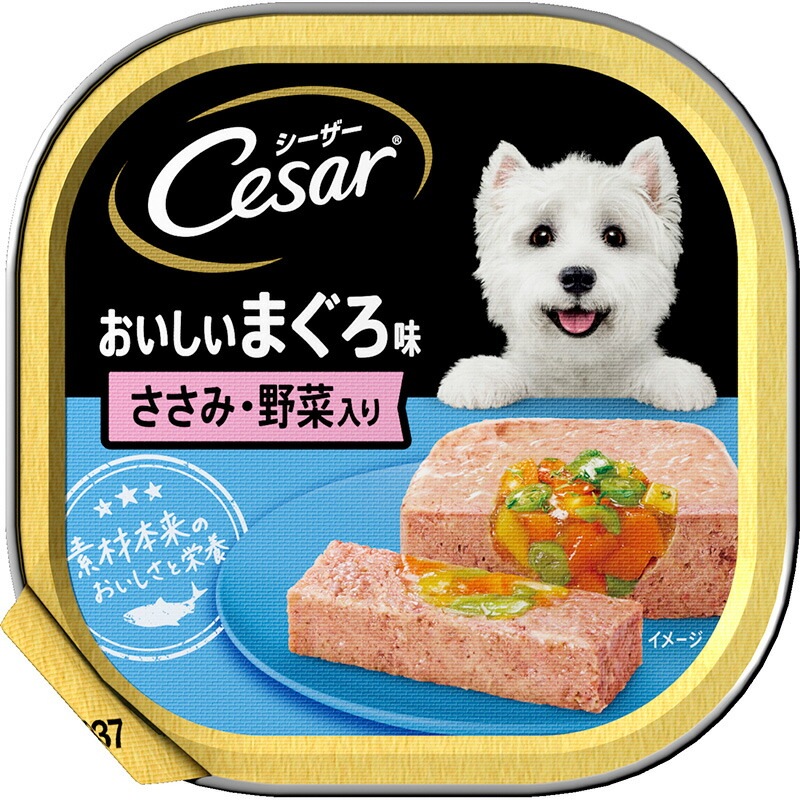 （まとめ買い）マース シーザー おいしいまぐろ ささみ/野菜入り 100g 犬用フード [x24]