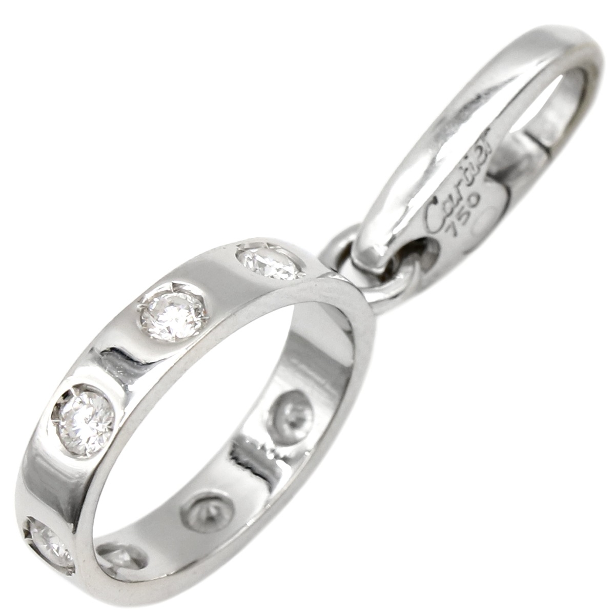 カルティエ Cartier チャーム ラブ LOVE フルダイヤ K18WG ホワイトゴールド 7Pダイヤ Au750 ペンダントトップ 【中古】