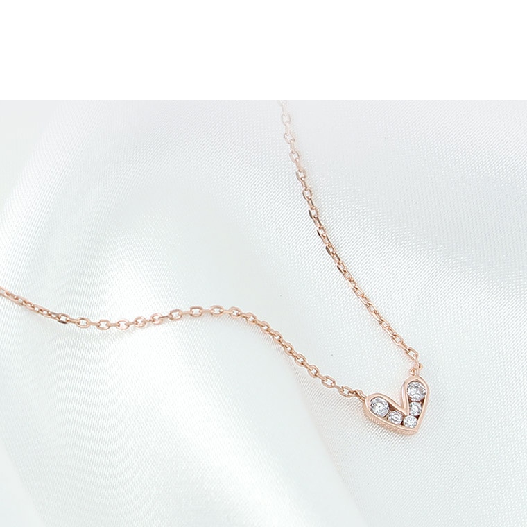 BIJOU HOLIC ロマンチックなハートネックレス 925 Sterling silver 18K Gift box Gold plated