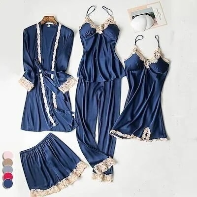 パジャマ　レディース　5点セット　ウェア　セットアップ　ネグリジェ　ナイトウェア　セクシー