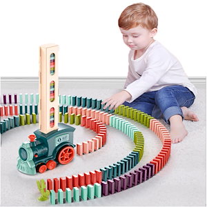 自動建造 ドミノトレインカーセッ 音楽プレーヤーで 子供への最高の贈り物 知育玩具