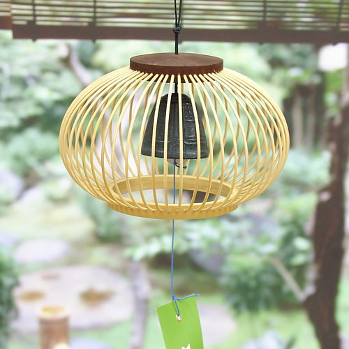 駿河竹千筋細工　風鈴　清風 (H-3)　静岡県伝統工芸品　杉山雅泰 作　職人が竹ひごを組んで千筋にして作り上げられたインテリア　繊細で滑らかな曲線美