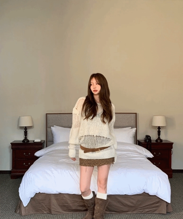 Best) ビンテージ グランジ ニット チャコールアイボリー [ニット/秋コーディネート/コーディネートおすすめ/シアー/ビンテージ/ビンテージニット/y2k/大学生/レトロ]