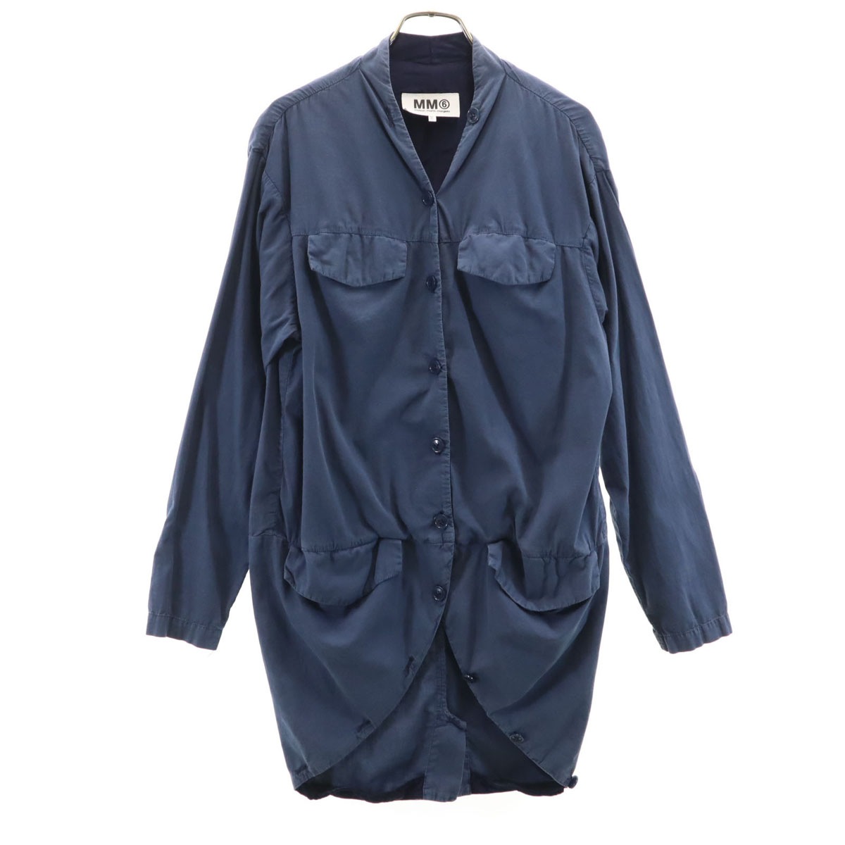 MM6 Maison Martin Margiela エムエムシックス メゾンマルタンマルジェラ イタリア製 長袖 変形 ロング シャツ 40 ネイビー レディース 古着