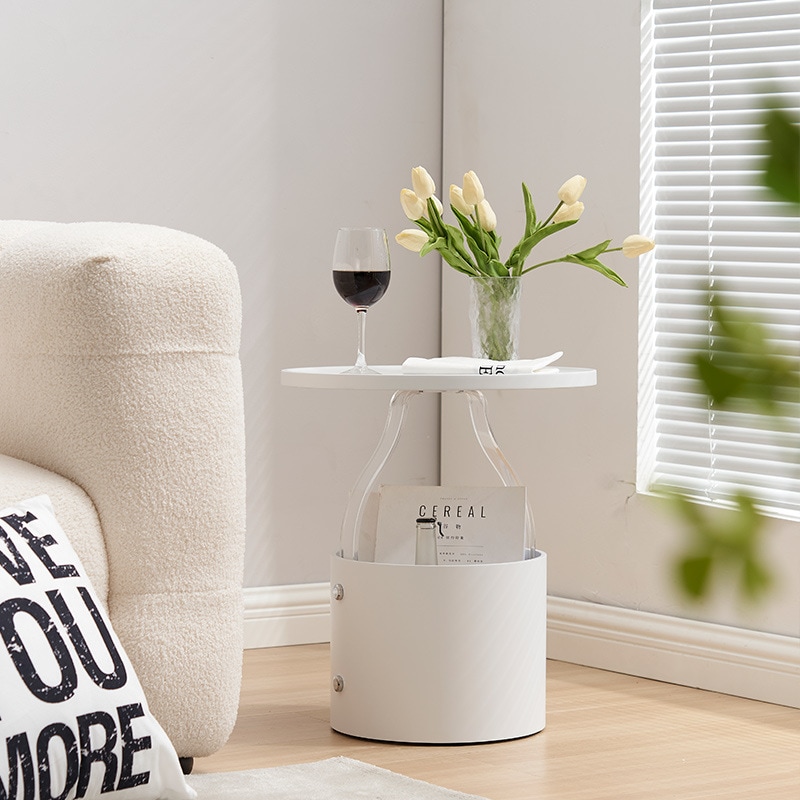 サイドテーブル 収納 キャビネット 付き 北欧 ユニーク アクリル おしゃれ かわいい インテリア コーヒーテーブル ホワイト オレンジ