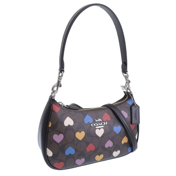 コーチ バッグ レディース 2WAY ショルダーバッグ アウトレット ブラウンマルチ テリ シグネチャー キャンバス ハートプリント MLT HRT SIG TRI SB CP112SVN2R COA
