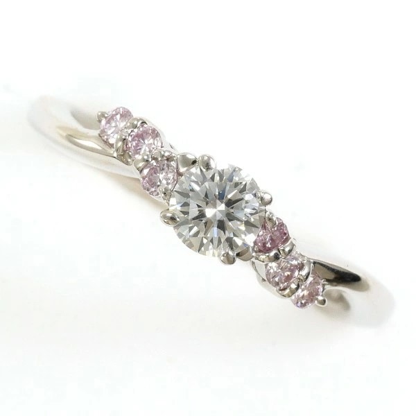 PT900 プラチナ リング 7号 ダイヤ 0.25 VVS1 ピンクダイヤ 0.09 鑑定書 中古 73,260円