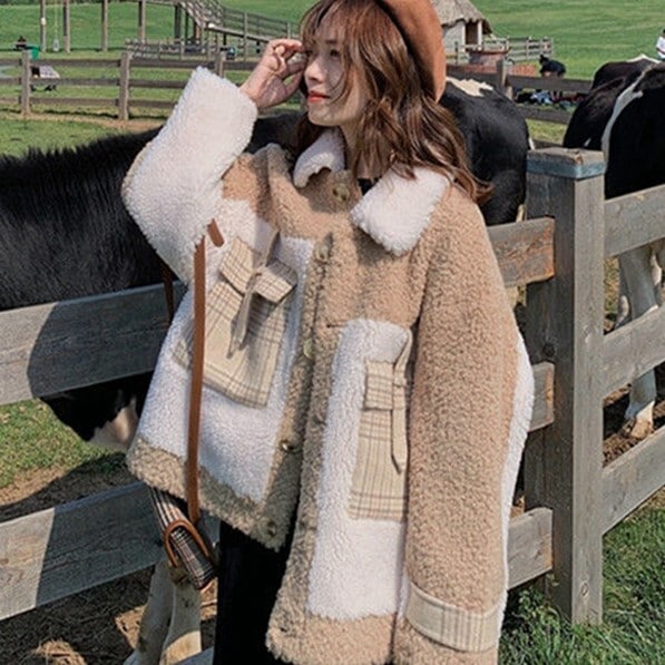 ボアジャケット ブラウン アウター ブルゾン ジャケット スリム 細身 ストレート スマート