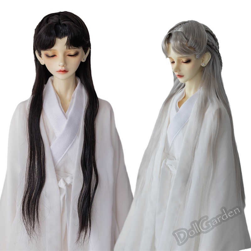 BJD 1/3 1/4 ドールウィッグ ロング 編み入り 手入れ ミルク糸 定型ウィッグ 古風 黒色 白色 銀灰 SD/小顔SD/MSDサイズ球体関節人形用ウィッグ