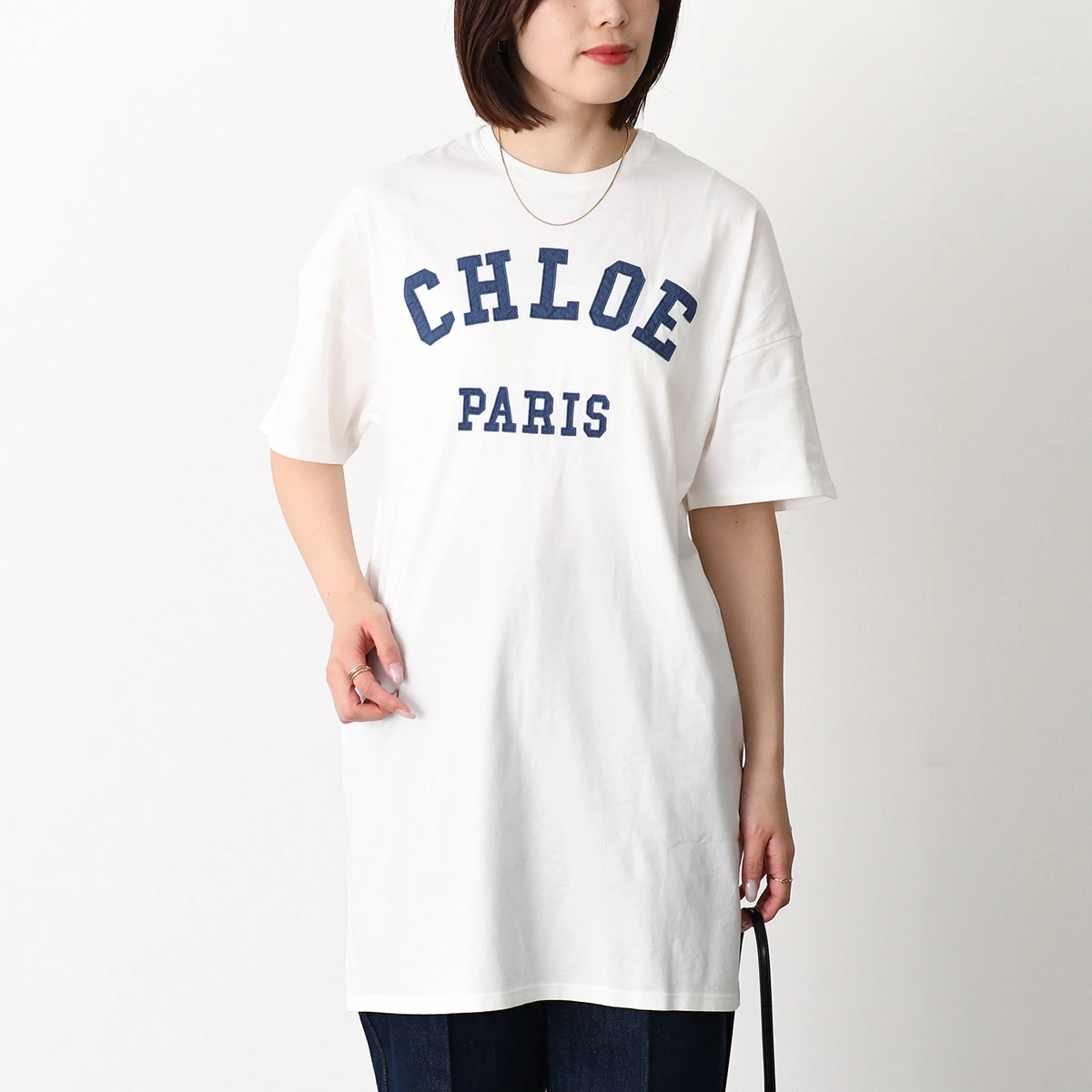 ワンピース キッズ ショートスリーブ ロゴ ドレス C21239 CH26SB21239 レディース ホワイト コットン Tシャツワンピ 大人もOK 半袖 春 夏