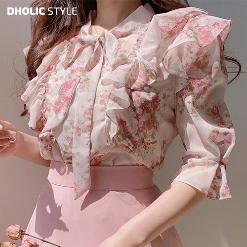 リボンフローラルシフォンブラウス・p515344