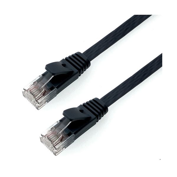 [10個セット]LANケーブル UTP カテゴリー6A フラット 1m ブラック