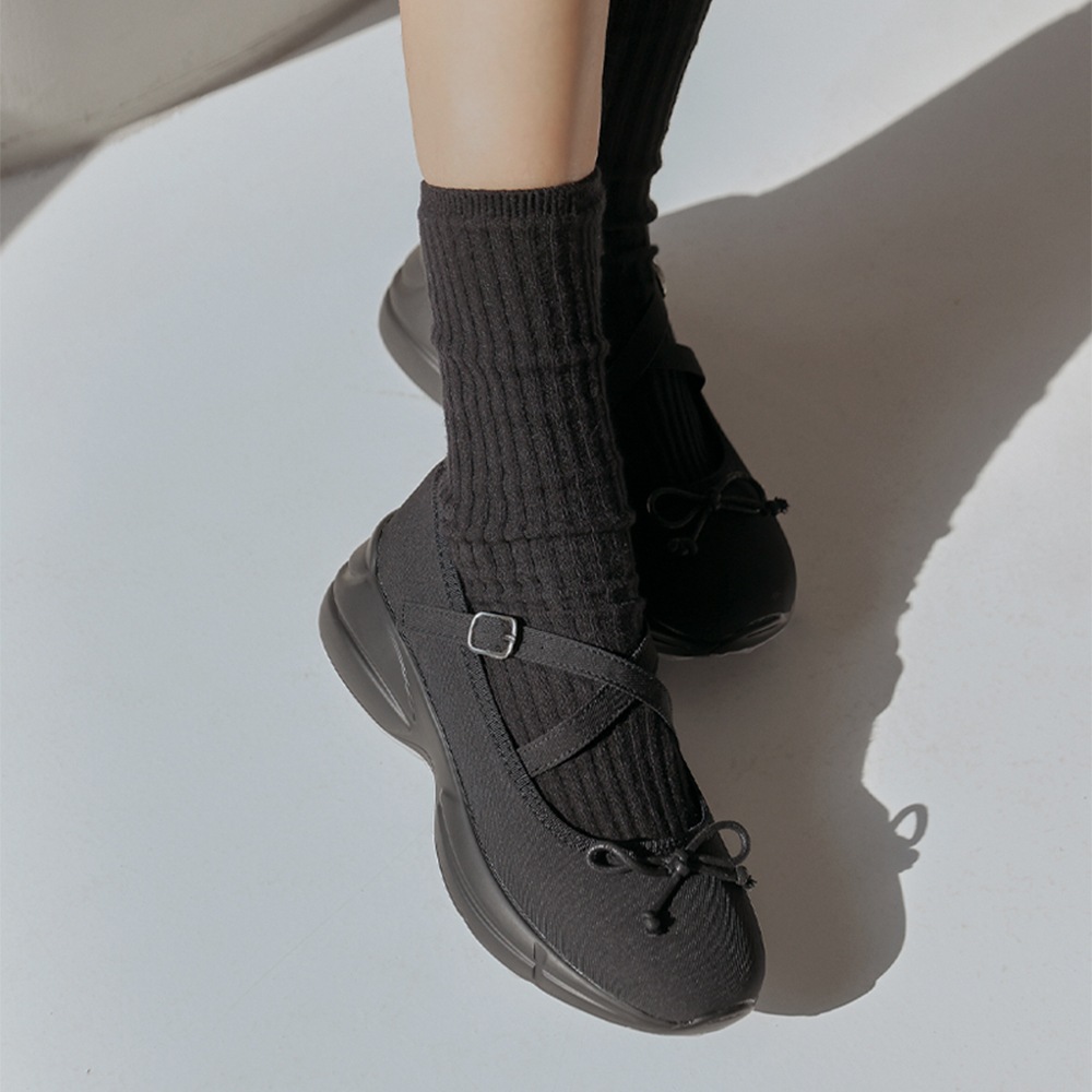 クロミンリボンクロスストラッププラットフォームスニーカー