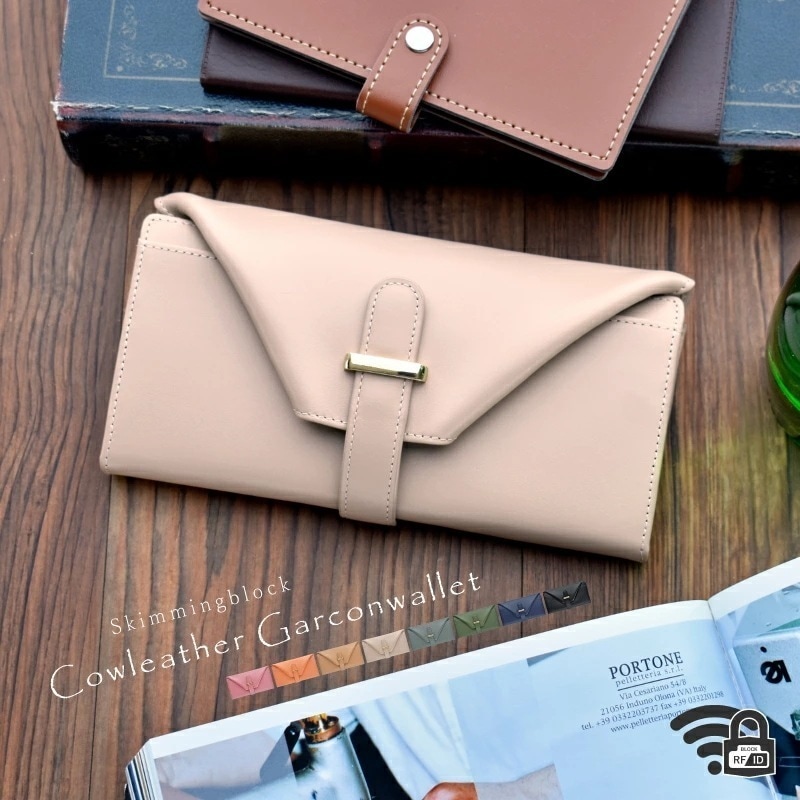 ギャルソン 本革 かぶせ 長財布 レディース カウレザー 大容量 スキミング防止 リアルレザー ギフト プレゼント 女性 大人