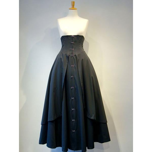 ゴシックロリータ軍服SK　2021　コットン　レイヤー制服コスプレ　レット　フリルプリーツアイドル衣装　レースアップ　ブラックロリータスカート-566