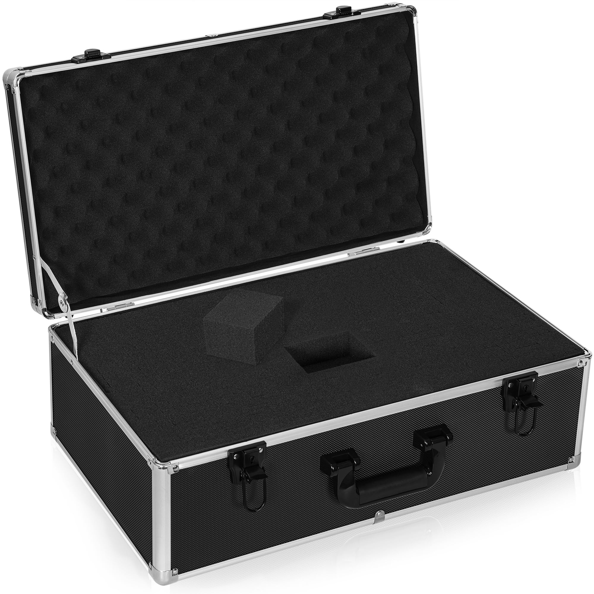 TORIBIO アルミツールケース ブロッククッション付き プロテクトツールケース DIY アタッシュケース 鍵付き アルミケース 精密機器 専用収納ケース ブラック 56×30.5×20.3cm