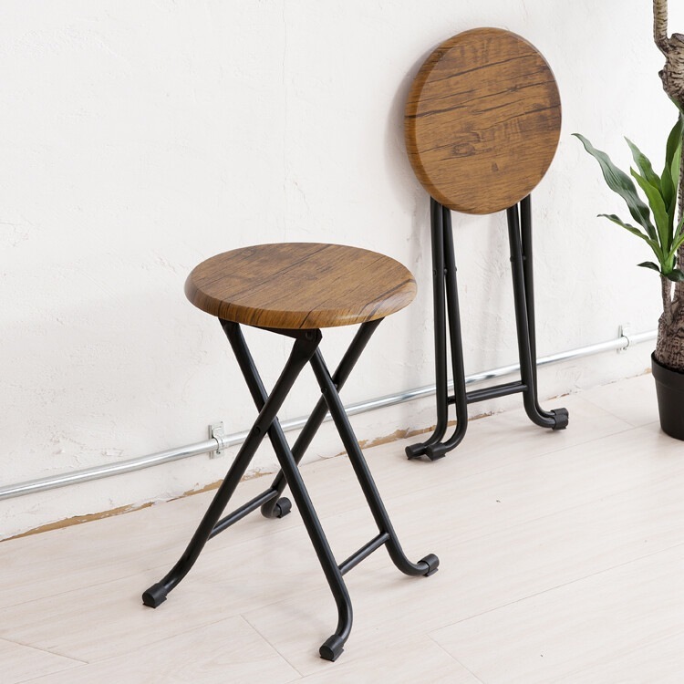 丸椅子 折りたたみ チェア おしゃれ 木目 スツール コンパクト 軽い 木製 完成品 折り畳み 軽量 座面高45cm