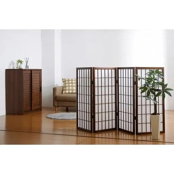 パーテーション 折りたたみ おしゃれ 木製 格子 衝立 間仕切り 和風モダン 目隠し パーティション インテリアスクリーン 折り畳み 幅44cmx高さ90 x4連