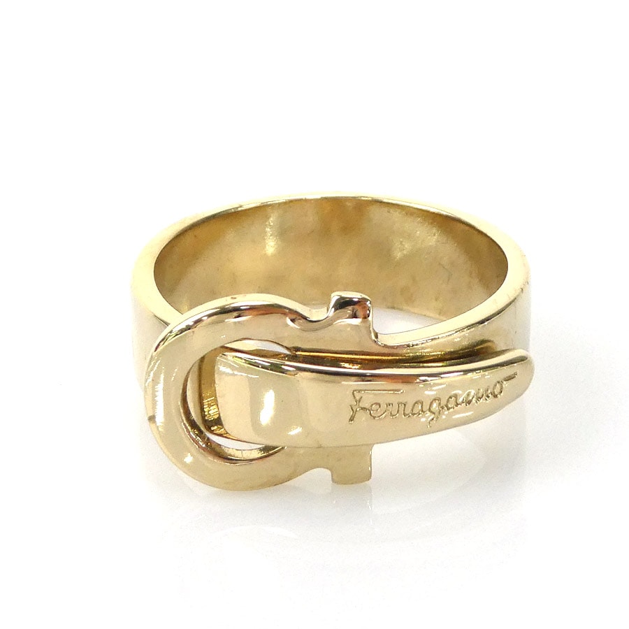 サルヴァトーレフェラガモ Salvatore Ferragamo スカーフリング ガンチーニ メタル ゴールド レディース e59208a