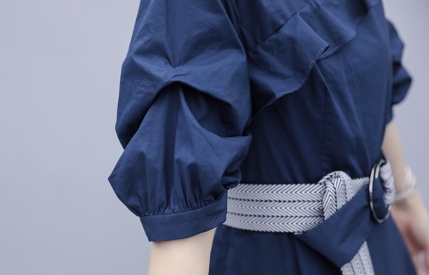 アシンメトリーワンピース ワンピース フレアワンピース ワンピドレス ひざ丈 膝上 袖あり 半袖 パフスリーブ Vネック フレア ベルト ウエストマーク ハイウエスト かわいい 大人可愛い きれいめ