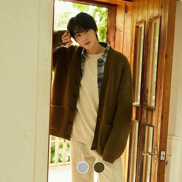 [] 053915 3GGステッチVネックカーディガン