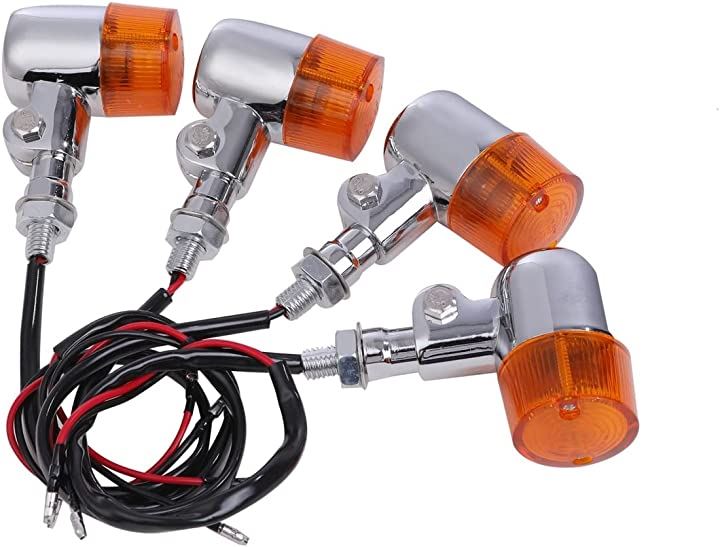 丸型 ヨーロピアン ウインカー 4個セット 35mm アルミ ステー 付 SRX400 TW225 XJ400 XJR400 SR400 ゼファー400 ZRX400(メッキxアンバー)