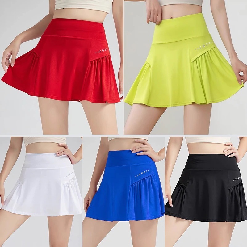 1つ買うとつ無料女子スポーツショートスカートクイックドライベアブルバドミントンテニスズボンスカートヨガフィットネスランニングマラソンハーフボディプリーツスカート