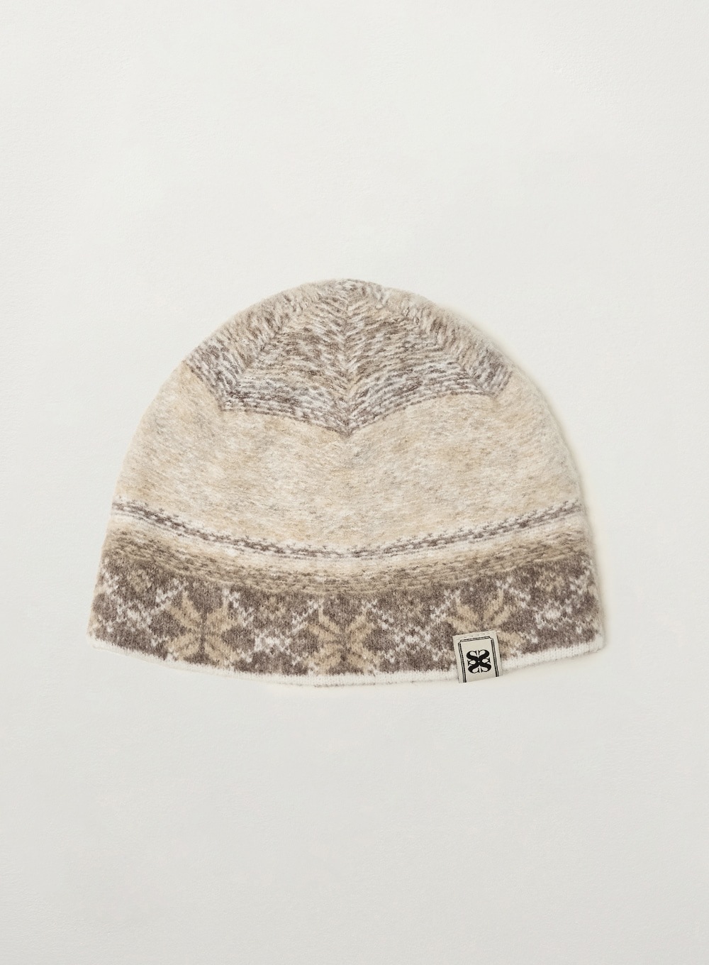 【SATUR】 NORDIC KNIT BEANIE : MELANGE IVORY