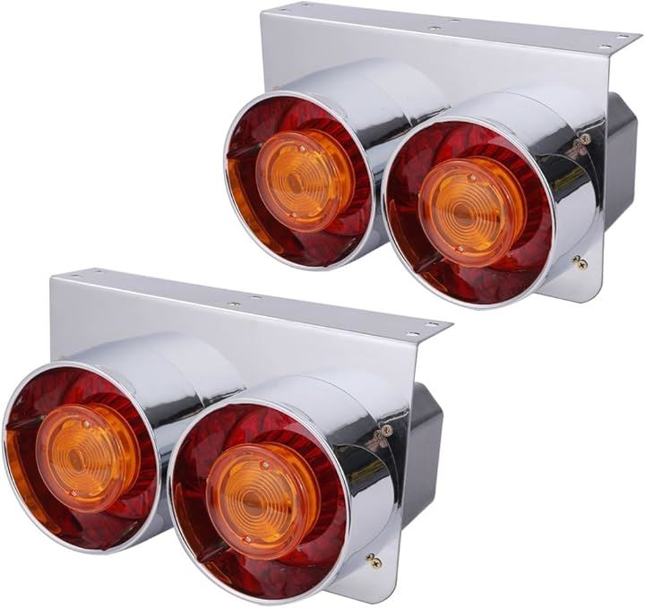 24V 2連 丸型 テールランプ レトロ ロケット ウインカー 2個 左右 セット クリアー オレンジ レンズ 各種 小型 中型 トラック ダンプ デコトラ 等 汎用(オレンジレンズ)