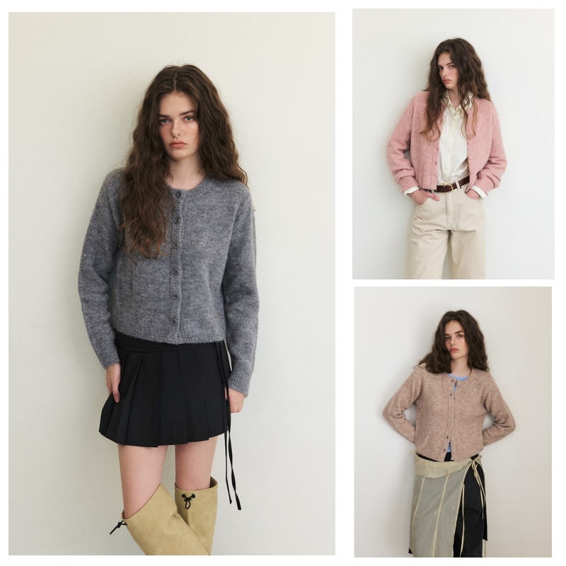 【ETMON】 MOHAIR KNIT CARDIGAN : 3COLORS