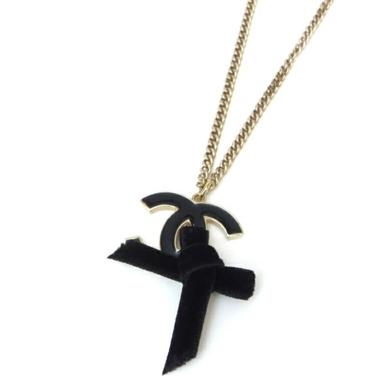 CHANEL ﾍﾟﾝﾀﾞﾝﾄﾈｯｸﾚｽ ｺｺﾏｰｸﾘﾎﾞﾝ 07C 黒【中古】(61761)