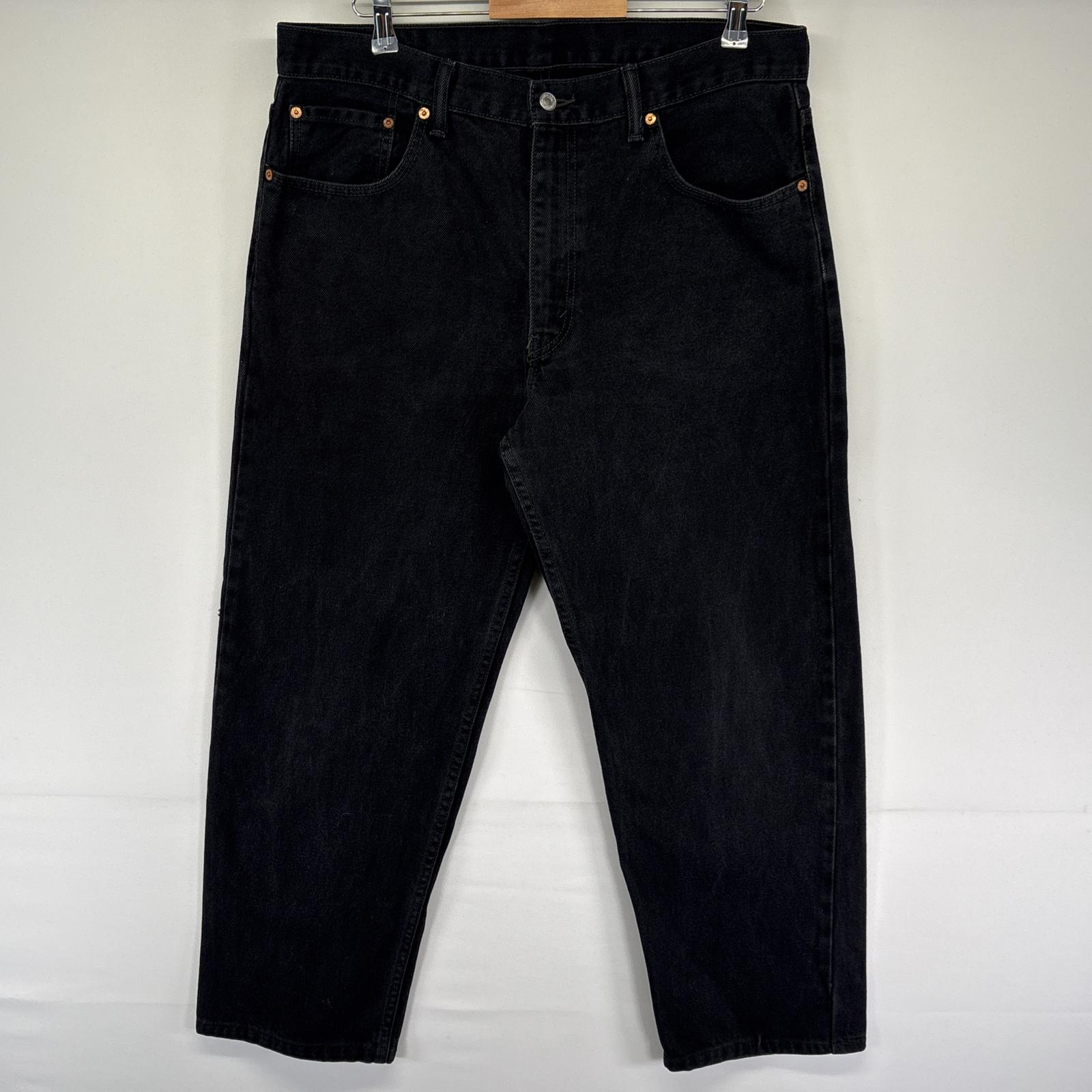 古着 デニムパンツ 550 テーパード 5ポケット ジーパン ジーンズ 色落ち ヒゲ 長ズボン w36 L30 ブラック メンズ