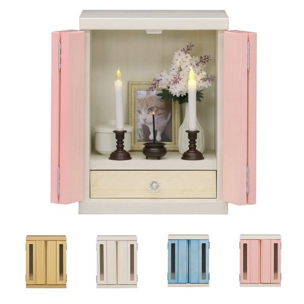 メモリアルボックス Mサイズ ピンク ペット仏壇 ペット仏具 家具調 ペット用