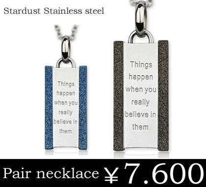 ステンレスアクセサリーブラック＆ブルースターダストステンレスペアペンダント/プレゼント/ギフト/アク