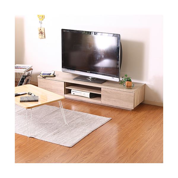 木目調 テレビ台/ローボード 幅150cm ホワイトオーク AV機器収納対応 引き出し付き リビング ダイニング 店舗