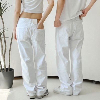 男女共用ダメージワイドコットンパンツ UJ-PTA-8069