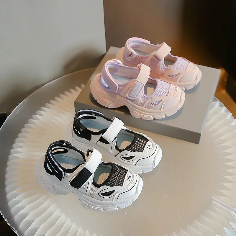 納期1~3週間程：子供用スポーツサンダル,ピンクメッシュ,通気性,中空ヘッド,カジュアルシューズ,軽量,滑り止め,男の子と女の子 7,367円