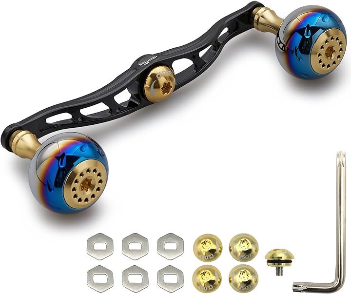 リール ハンドル シマノ ダイワ アブガルシア 通用 ベイトリール Aurora Series 812(ゴールド＆ブラック, 120mm)