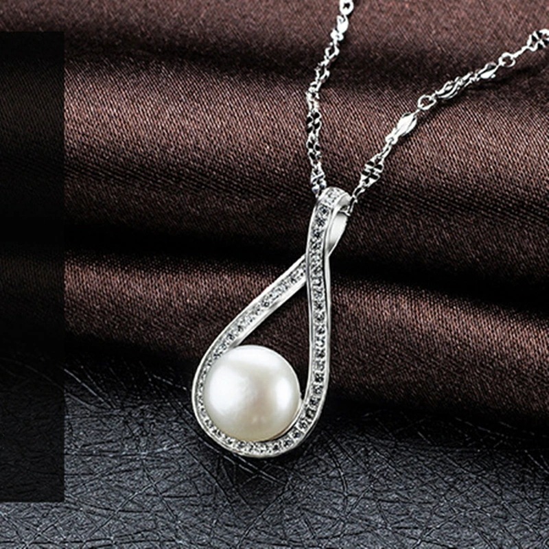 ネックレス レディース パール 真珠 超豪華40粒 雫 天然貝パール プラチナ仕上げ シルバー925 CZダイヤ(キュービックジルコニア) 女性 誕生日プレゼント 30代40代50 7,543円